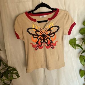 2000’s flaming butterfly shirt 🦋🔥